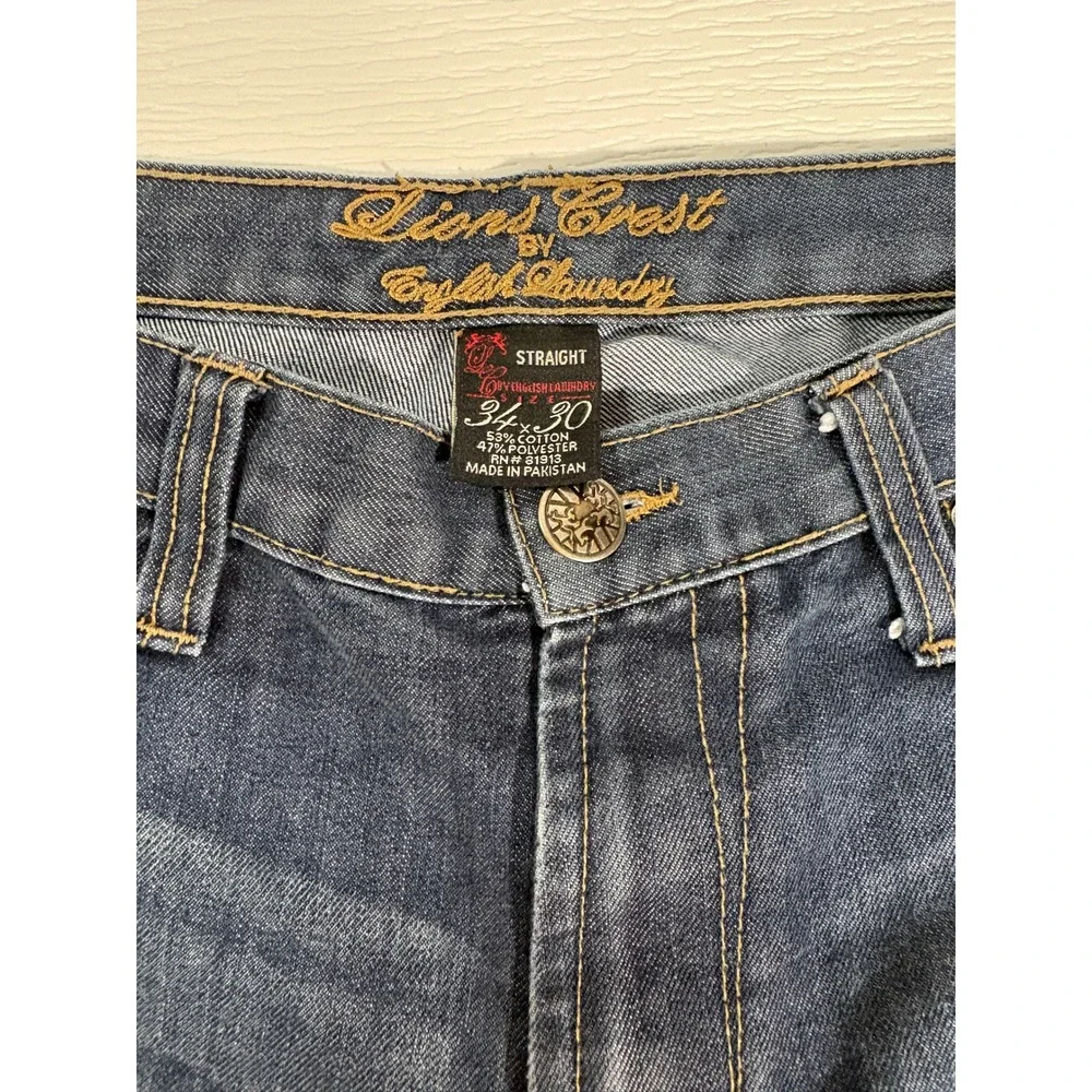 Lions Crest by English Laundry Mens 34x30 Straight Leg Dark Wash Jeans MC0042